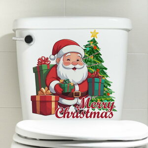 トイレ ステッカー PVC製 貼るだけ簡単 剥がせる 繰り返し使える クリスマス柄 北欧風 かわいい おしゃれ バスルーム デコレーション 便座 タンク 蓋(x2)