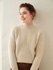 ニット レディース 保温 厚手 カシミヤ 長袖 ハイネック ケーブル編み アランニット プルオーバー ゆったり オーバーサイズ 通勤 オフィス トップス