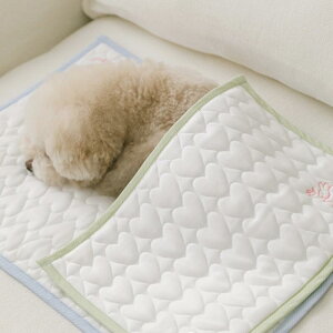 ペット用 犬 猫 接触冷感 ひんやり クールマット 夏用 軽量 滑り止め 通気性 暑さ対策 うさぎ刺繍 ペットベッド ソファ クッション シート ブルー グリーン S M(x2)