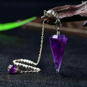 ペンダント 男女兼用 天然石原石 クリスタル ペンデュラム アメジスト 六角錐 ネックレス ヨガ 瞑想 ヒーリング パワーストーン 水晶 タイガーアイ オブシディアン