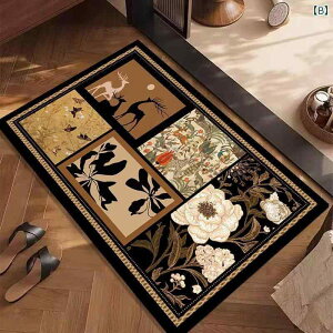マット 玄関 浴室 キッチン 洗面所 ドア 滑り止め 吸水速乾 足拭き 珪藻土 ソフト 大判 レトロ おしゃれ 植物花柄 テクノロジー生地 ゴム底 フロアマット