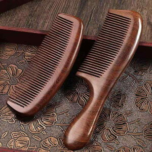 ヘアブラシ 金糸檀木製 天然木 頭皮マッサージ スカルプケア コーム 粗目 細目両用 ストレートヘア 美髪ケア 艶出し 静電気防止 髪質改善 絡まない メンズ レディース
