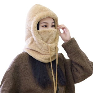 ニット帽 レディース 女性用 保温 防寒 防風 耳当て イヤーマフ ネックウォーマー フェイスマスク 一体型 厚手 裏起毛 フリース もこもこ 冬 スキー サイクリング 自転車 アウトドア 通勤 通