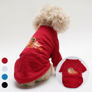 犬服 猫服 ペットウェア 春夏 メッシュ 通気性 涼しい 接触冷感 ラウンドネック 火炎 バスケットボール プリント柄 Tシャツ カットソー ドッグウェア キャットウェア ポリエステル製 赤 白