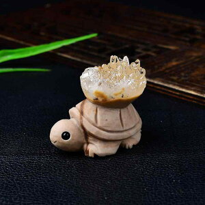 置物 亀 天然石 ホワイトクリスタル 菊花石 クラスター 原石 彫刻 インテリア 卓上飾り リビング 玄関 風水 開運 癒し お守り 子供 キッズ ギフト モダン シンプル