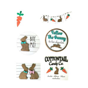 置物 木製 モダン レトロ イースター うさぎ ウサギ イースターエッグ にんじん ニンジン 段飾りトレイ 卓上飾り オブジェ デコレーション 季節飾り イベント お祝い かわいい(x2)