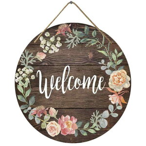 ドアプレート ウォールデコ 天然木 丸型 おしゃれ モダン シンプル 玄関 室内 インテリア サインプレート 壁掛け 飾り ルームサイン カフェ 店舗 クラフトデザイン(x2)