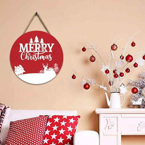 ウォールデコレーション 壁掛け 円形 木製 クリスマス オーナメント 欧風 北欧風 カントリー ファームハウス 玄関 リビング 部屋飾り インテリア雑貨 サインプレート(x2)