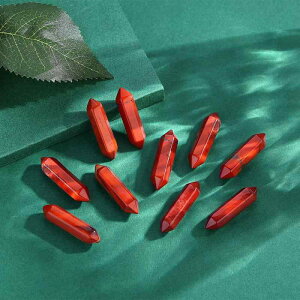 天然石 両端尖り 六角柱 レッドストーン 研磨済み クリスタルポイント ルースストーン ペンダントトップ お守り パワーストーン 置物 アメリカンスタイル 風水 浄化 癒し