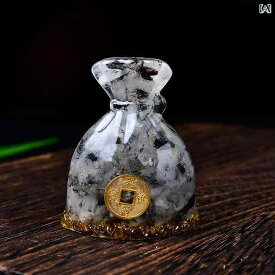 水晶 置物 天然水晶 さざれ石 レジン 巾着袋 招財 金運 財運 インテリア デスク リビング 玄関 モダン シンプル オブジェ