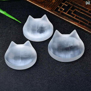 インテリア雑貨 天然セレナイト 猫耳 クリスタルボウル 天然石 凹型 浄化 パワーストーン ヒーリング ホワイト 置物 オブジェ リビング 卓上 玄関 飾り物
