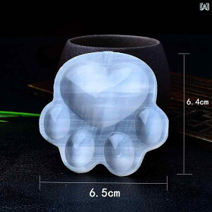 置物 天然石 モロッコ産 セレナイト 猫の肉球 原石 彫刻 卓上 鉱物 パワーストーン オブジェ インテリア 雑貨 リビング 玄関 飾り おしゃれ モダン シンプル ホワイト 癒し