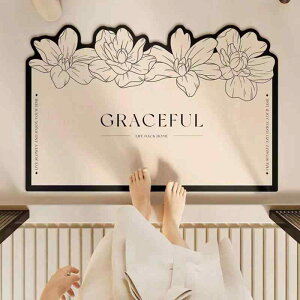 バスマット 珪藻土 吸水 速乾 滑り止め 高級感 花柄 植物柄 プリント おしゃれな 変形デザイン 浴室 脱衣所 玄関 トイレ 洗面所 フロアマット 足拭きマット