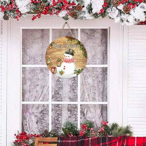 クリスマス飾り 黄楊木製 丸型 ドアプレート 玄関インテリア モダン シンプル おしゃれ かわいい 北欧風 ナチュラル 壁掛け ウォールデコレーション リビング 店舗用(x2)