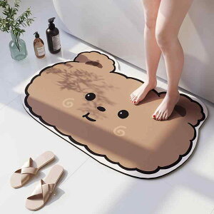 バスマット 珪藻土 吸水速乾 滑り止め キャラクター クマ アニマル 型抜き かわいい やわらかい足元マット 家庭用 浴室 玄関 洗面所 脱衣所 お風呂