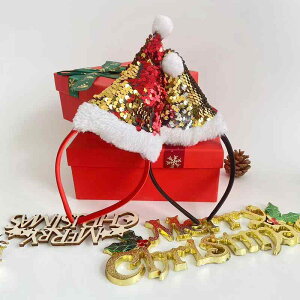 カチューシャ レディース キッズ クリスマス パーティー イベント リバーシブル スパンコール キラキラ サンタ帽 かわいい おしゃれ 目立つ ポリエステル製 プレゼント ギフト コスプレ 仮