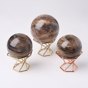 置物 天然水晶 黒月光石 スフィア ボール 原石 鉱物標本 手磨き パワーストーン 風水 卓上 デスク オフィス インテリア 自宅 リビング モダンアート オブジェ 飾り(x2)