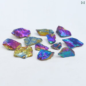 アロマストーン 天然石 置物 電気メッキ加工 カラフルメッキ ホワイトクォーツ ブラックトルマリン インテリア雑貨 オブジェ(x2)