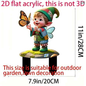 ガーデンピック 防水 丈夫 アクリル製 かわいい ノーム 蝶デザイン 屋内 屋外用 庭 玄関 エクステリア デコレーション アメリカンカントリー おしゃれ オーナメント