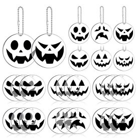 オーナメント 吊り下げ飾り ハロウィン スカル ドクロ ガイコツ アクリル製 チェーン付き DIY パーティー イベント装飾 デコレーション 窓飾り 壁飾り 24個セット(x2)