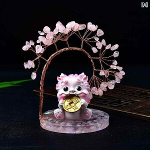 置物 金運アップ 招財 風水 開運 貔貅 天然石 パワーストーン 水晶 発財樹 さざれ石 インテリア デスク オフィス リビング 玄関 新築祝い 開店祝い 白 黄 ピンク 紫