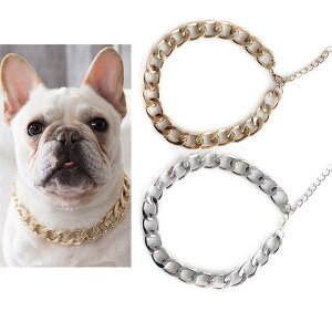 ネックレス 犬 猫用 アルミ合金製 金属 喜平風 ヒップホップ おしゃれ 小型犬 中型犬 大型犬対応 フレンチブルドッグ トイプードル パグ ゴールド シルバー チェーンネックレス オールシー