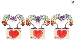 置物 ローズゴールド色 水晶の木 約17cm 金運 開運 風水 7つの天然石 さざれ石 オブジェ 12枝 モダン シンプル おしゃれ インテリア 縁起物 デスク飾り(x2)