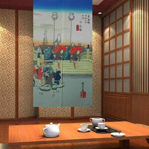 のれん 厚手 和モダン デジタルプリント 日本橋 レトロ アンティーク 布製 間仕切り 飲食店 店舗用 幅85cm 丈150cm(x2)