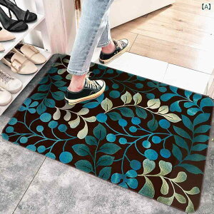 玄関マット 防塵 カット可能 ウォッシャブル 家庭用 大判 玄関 リビング 廊下 室内用 フロアマット ドアマット ポリエステル 長方形 北欧風 モダン クラシック リーフ柄