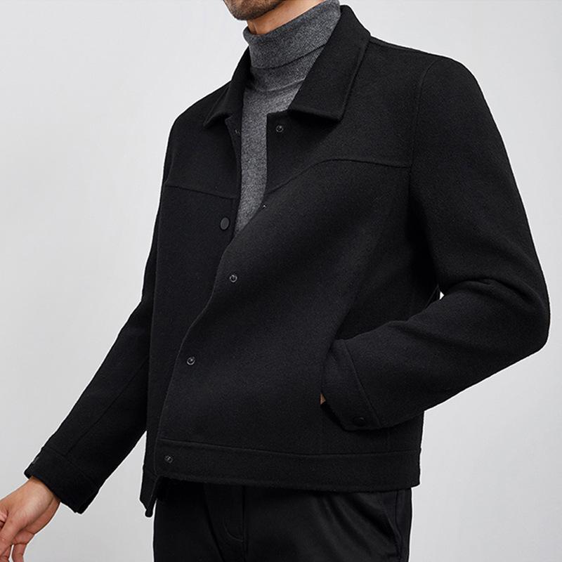 コート メンズ ウール100% ダブルフェイス メルトン ショート丈 テーラードカラー シングルブレスト スリムフィット 大人カジュアル ビジネス 通勤 秋冬
