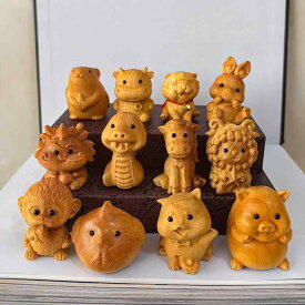 置物 柏木 十二支 干支 縁起物 手のひらサイズ ハンドメイド 無垢材 木彫り 工芸品 セット モダン シンプル ナチュラルウッドテイスト インテリア オブジェ 開運 ギフト プレゼント 飾り コレクション