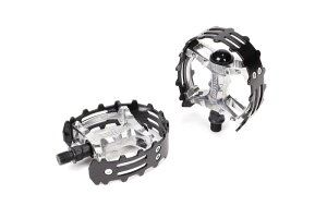 WELLGO(�E�G���S) - ROUND CAGE PEDAL(���E���h�P�[�W�y�_��) - 1/2�C���`(1PC�N�����N�p) - BLACK/SILVER (�I�[���h�X�N�[��BMX�A1�s�[�X�N�����N)