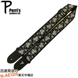 Perri's/ペリーズ ギターストラップ TWS-7065 ジャガード織り 2" BLK/SILVER FLORAL JACQUARD GUITAR STRAP【P2】
