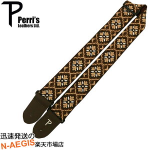 Perri's/y[Y M^[Xgbv TWS-7066 WK[hD 2" BRN/TAN FLORAL JACQUARD GUITAR STRAPyP2z