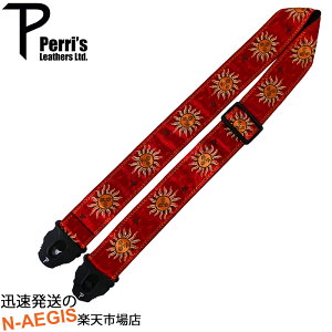 Perri's/y[Y bN@\tM^[Xgbv TWSPL-6831 WK[hD 2" JACQUARD GUITAR STRAP WITH LOCK END -RED SUNSyP2z