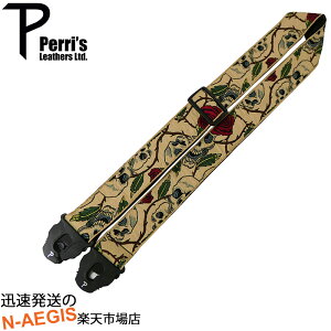 Perri's/ペリーズ ロック機能付きギターストラップ TWSPL-7058 ジャガード織り 2" SKULL AND ROSES JACQUARD W/ PERRI'S LOCKENDS【P2】