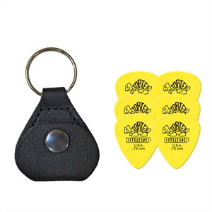 【ピックケース+ピック6枚セット】Perri's ピックケース BLACK PICKKEY-232 + Jim Dunlop Tortex 418B 0.73mm 6枚