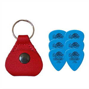 【ピックケース+ピック6枚セット】Perri's ピックケース RED PICKKEY-6673 + Jim Dunlop Tortex 418B 1.00mm 6枚