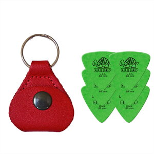 【ピックケース+ピック6枚セット】Perri's ピックケース RED PICKKEY-6673 + Jim Dunlop Tortex 431B 0.88mm 6枚