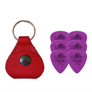 【ピックケース+ピック6枚セット】Perri's ピックケース RED PICKKEY-6673 + Jim Dunlop Tortex 418B 1.14mm 6枚