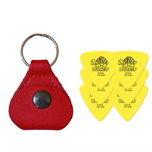 【ピックケース+ピック6枚セット】Perri's ピックケース RED PICKKEY-6673 + Jim Dunlop Tortex 431B 0.73mm 6枚