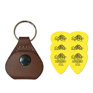 【ピックケース+ピック6枚セット】Perri's ピックケース TAN PICKKEY-6675 + Jim Dunlop Tortex 418B 0.73mm 6枚