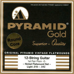 y|Cg5{ubNtCf[Ԍzs~bhEXgOXiPyramid StringsjM^[ EG-Gold 12-strings .010-.042 chrome-nickel flatwounds on round core 2441