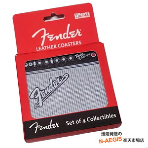 tF_[ObY Av^U[R[X^[ 4Zbg FENDER LCDTLF-7653 LEATHER COASTERS - DIRECT TO LEATHER - FENDER AMPS - 4 PK