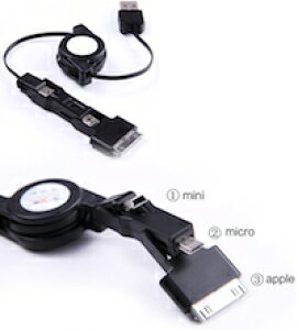 DCMR �p�\�R�� �A�N�Z�T���[ 3 in 1 Mini USB / Micro USB / iPod 3 ��� �R���p�N�g ���� �P�[�u�� ���o�C�� �ʐM �[�d �P�[�u�� ( �u���b�N )
