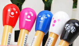 DCMR 文具 大きな マッチ 棒 ペン キャップ に 癒し の 顔 ボールペン おしゃれな 5色 カラー 大人買い 全色 セット ！