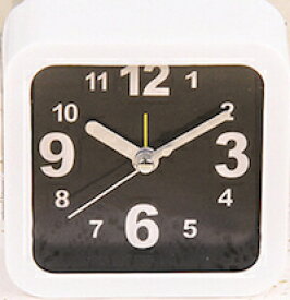 DCMR ベーシック スクエア アラーム 時計 シンプル 白黒 スタイル デスク クロック ホワイト 文字盤背景 黒 四角型