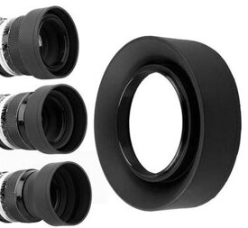 DCMR ワイド レンズ フード マルチ ラバー シリコン 49 mm ブラック 黒 折りたたみ コンパクト