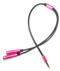 DCMR アクセサリー 4極 タイプ 【 ピンク 】 イヤホン 3.5mm 用 高級 二股 ケーブル カップル ケーブル 2人で一緒に音楽を聴ける 端子 分岐 変換 特殊 ケーブル