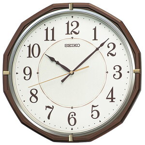 掛け時計 スタンダート 茶メタリック塗装 12角形フレーム ステップセコンド KX274B セイコー【アナログ】【電波修正機能】